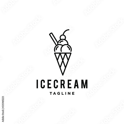 ice cream scoop logo icon in trendy cartoon line style 