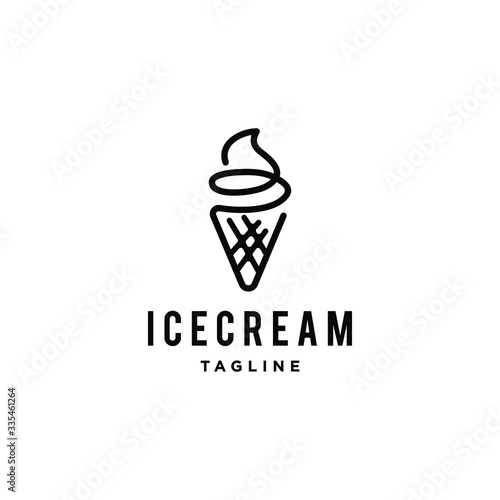 ice cream scoop logo icon in trendy cartoon line style 