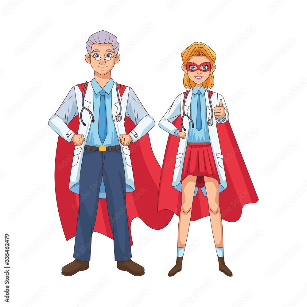 super doctors couple with hero cloak vs covid19 super doctors couple with hero cloak vs covid19