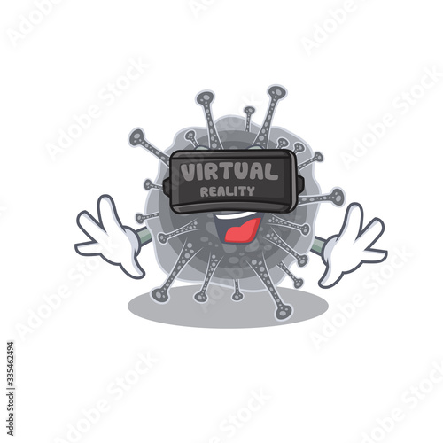 Cartoon design style of articulavirales with modern Virtual Reality headset