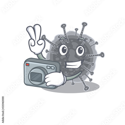 Articulavirales mascot design as a professional photographer working with camera