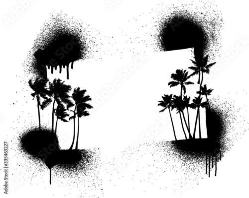 summer stencil frame with palms