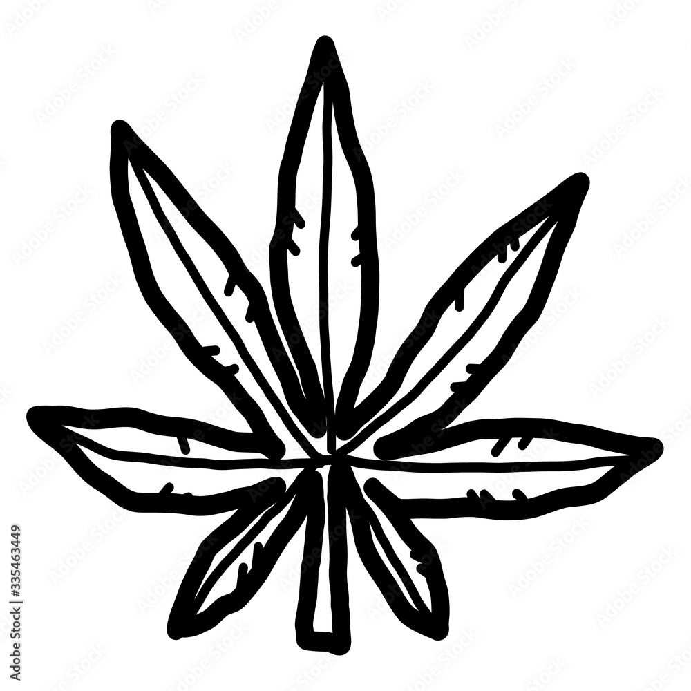 marijuana leaf / / cartoon vector and illustration, black and white, hand drawn, sketch style, isolated on white background. marijuana leaf / / cartoon vector and illustration, black and white, hand drawn, sketch style, isolated on white background.