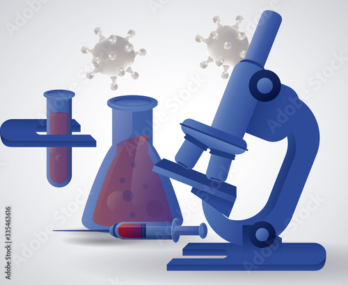 covid19 vaccine search with microscope and tube test