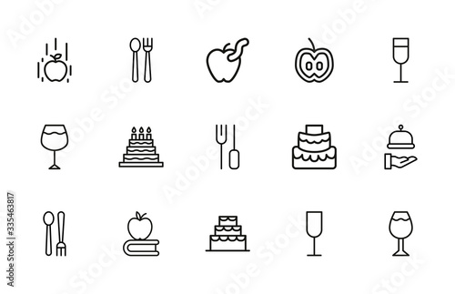 Stroke line icons set of Food. photo