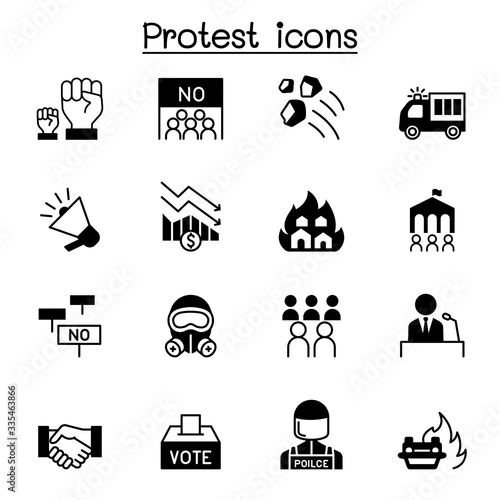 Protest & chaos icon set vector illustration graphic design