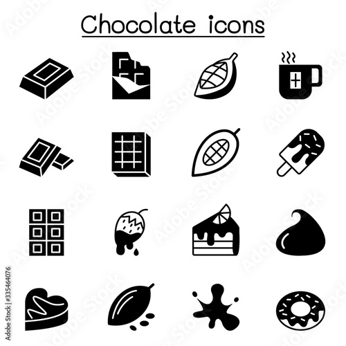 Cacao, Chocolate, Cocoa icon set vector illustration graphic design