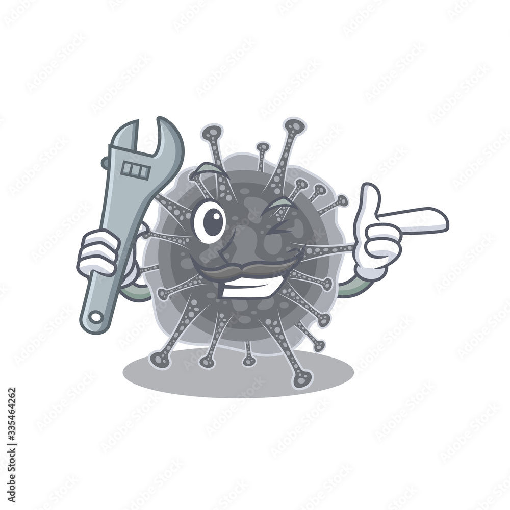 A picture of articulavirales mechanic mascot design concept