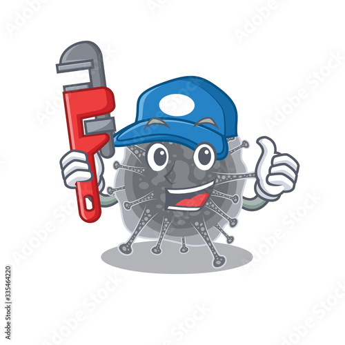 Articulavirales Smart Plumber cartoon character design with tool