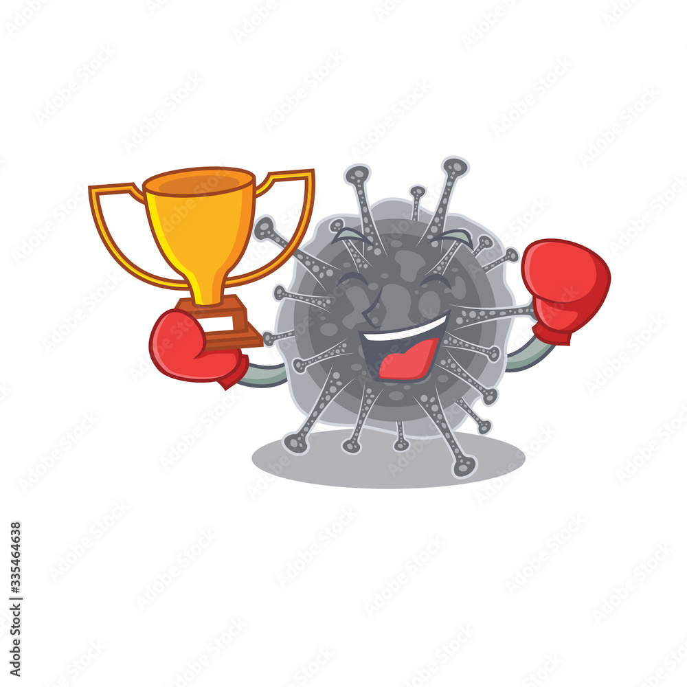 An elegant boxing winner of articulavirales mascot design style An elegant boxing winner of articulavirales mascot design style