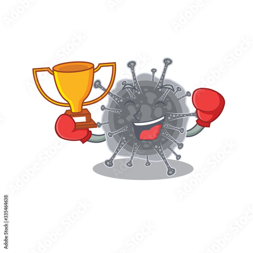 An elegant boxing winner of articulavirales mascot design style