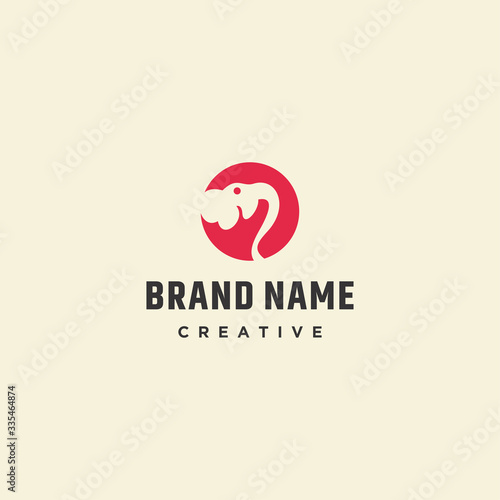 Vector linear logo design template - elephant emblem - abstract animals and symbol