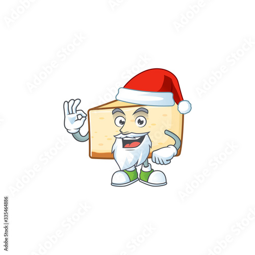 Friendly cheese cake Santa cartoon character design with ok finger © kongvector