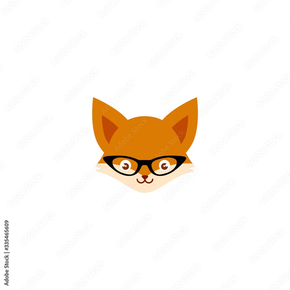 Obraz premium Cute fox with glasses icon over white background