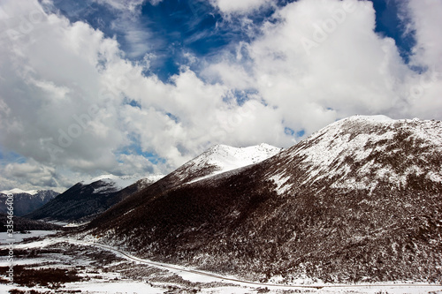 snow covered mountains in winter