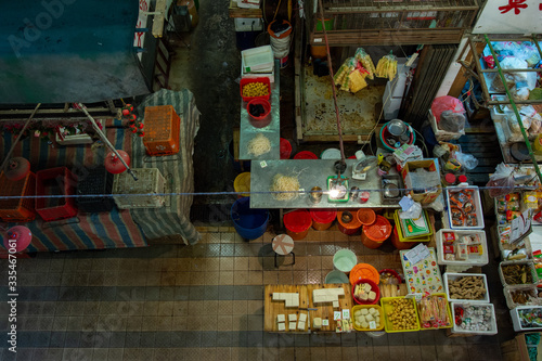 aerial view of a farmers market in asia
