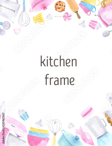 Kitchen frame  pastry frame   cupcake  tableware  kitchen items  accessories  for bakery  confectionery  pastry  for cooking   pastry shop illustration