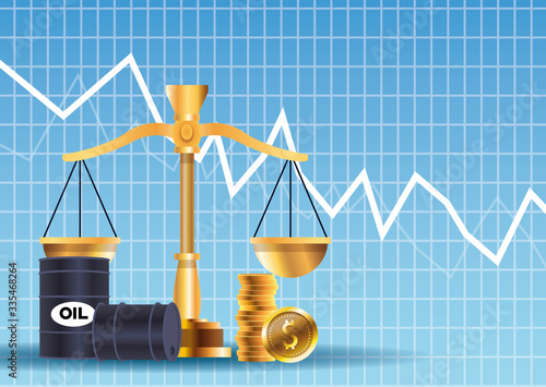 oil price market with barrels and balance