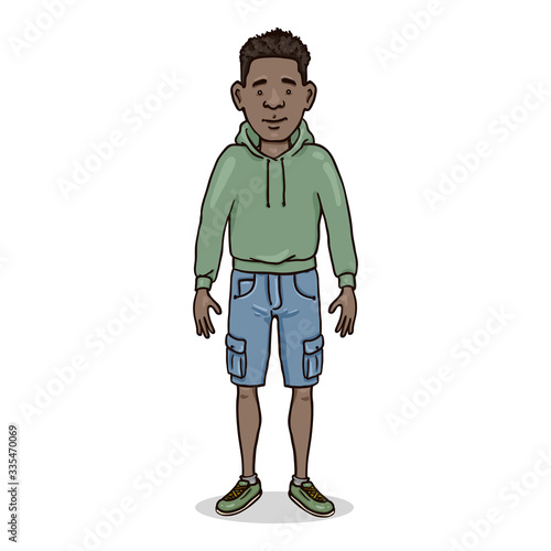 Vector Cartoon Character - Afroamerican Man in Casual Outfit