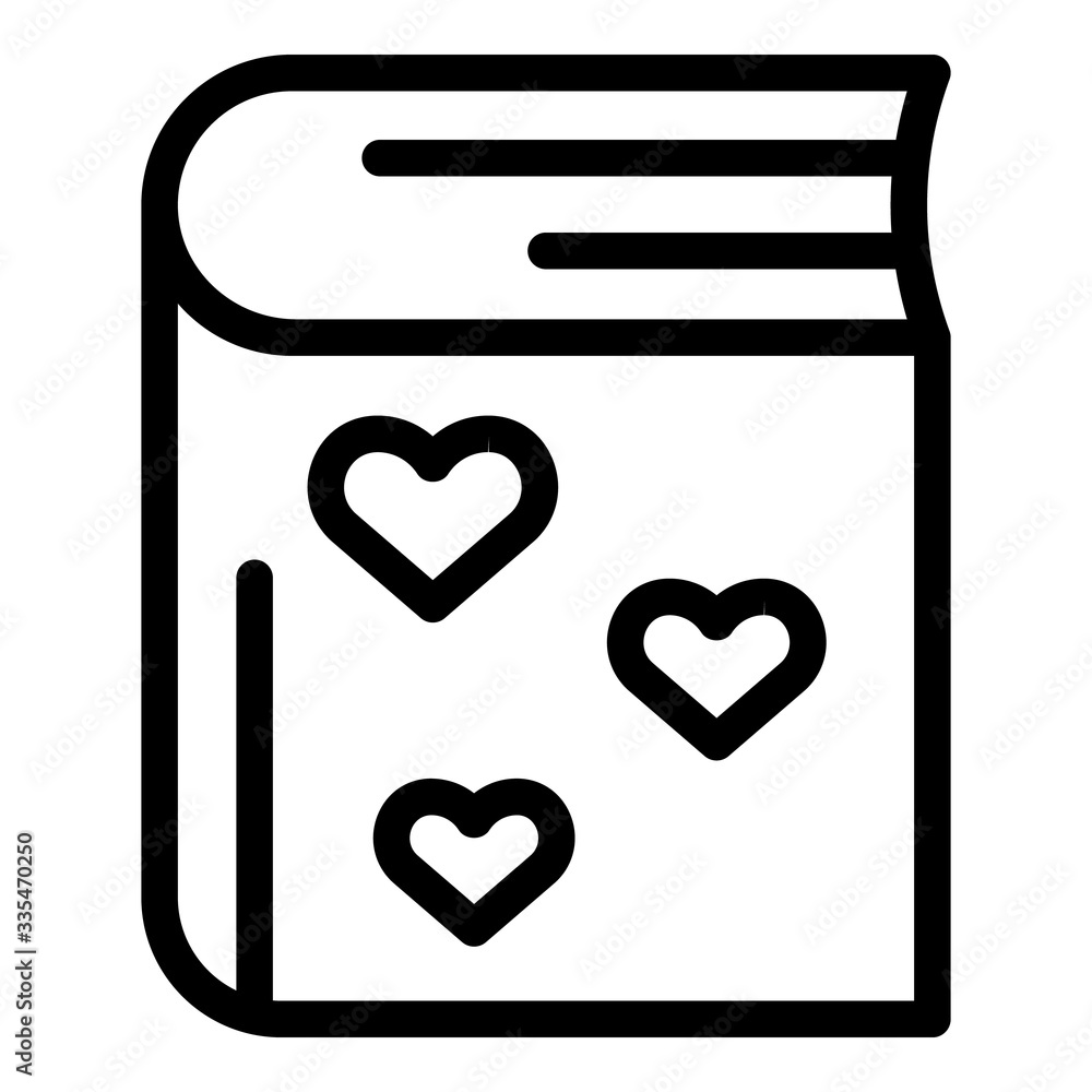 Love affection book icon. Outline love affection book vector icon for web design isolated on white background Love affection book icon. Outline love affection book vector icon for web design isolated on white background