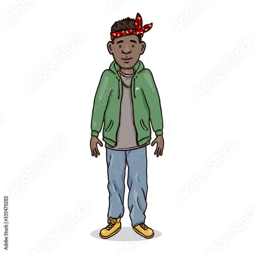 Vector Cartoon Character - Afroamerican Man in Hip-Hop Outfit