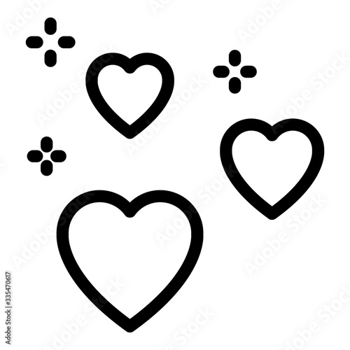 Shiny loving hearts icon. Outline shiny loving hearts vector icon for web design isolated on white background
