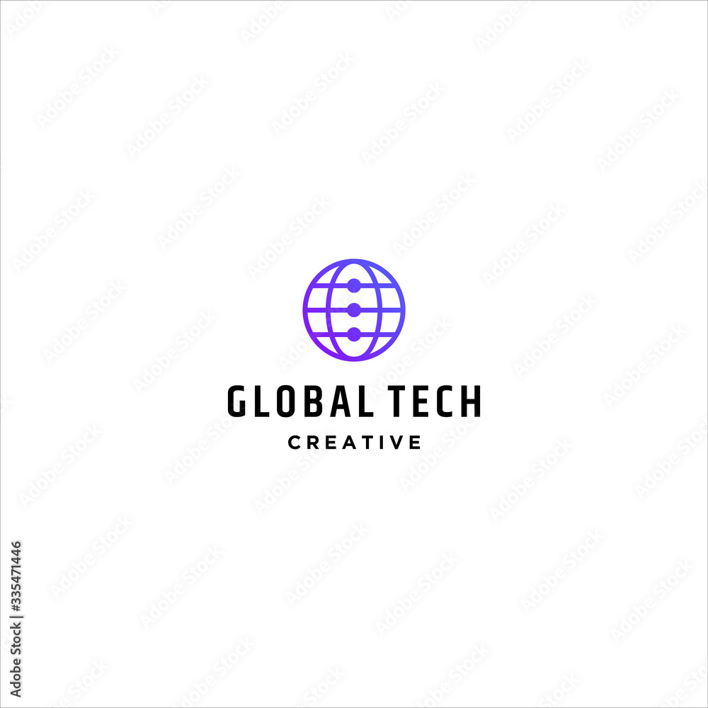 Global Tech logo template design in Vector illustration 