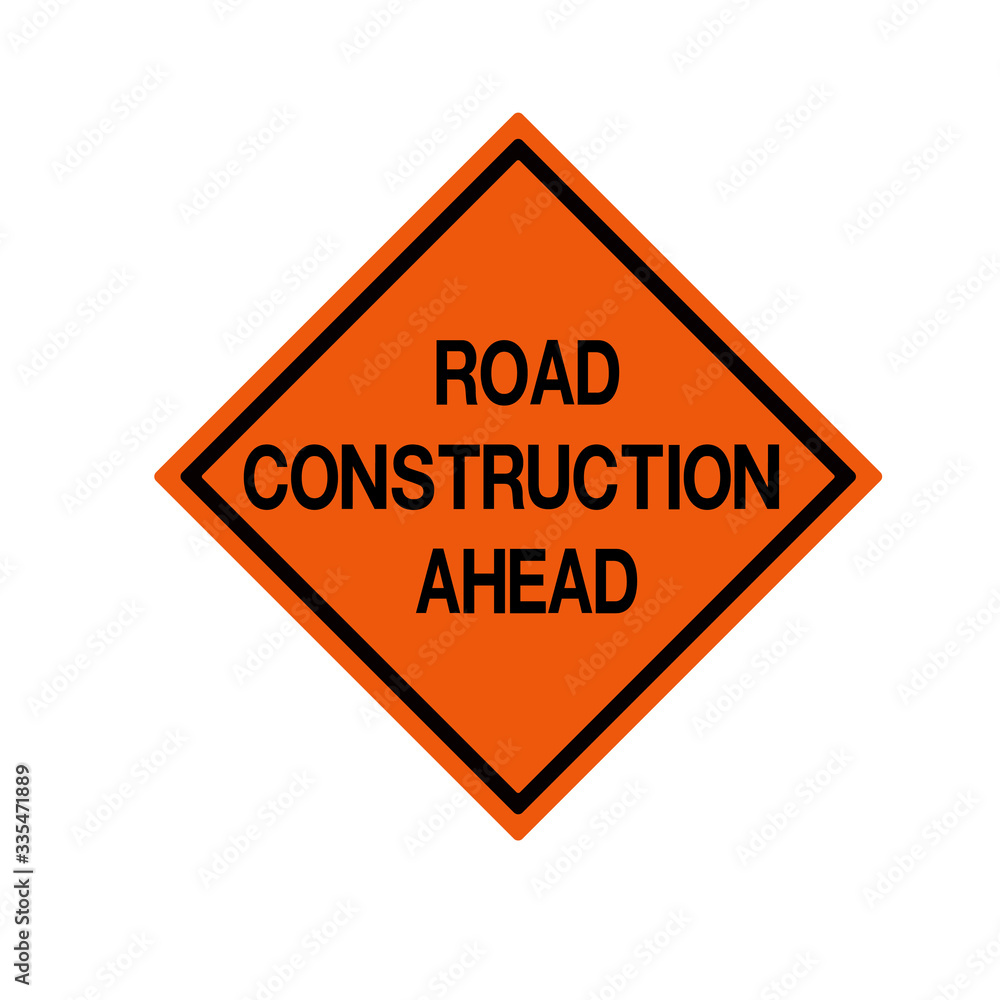 Road Construction Ahead Traffic Road Sign ,Vector Illustration, Isolate On White Background Icon Road Construction Ahead Traffic Road Sign ,Vector Illustration, Isolate On White Background Icon