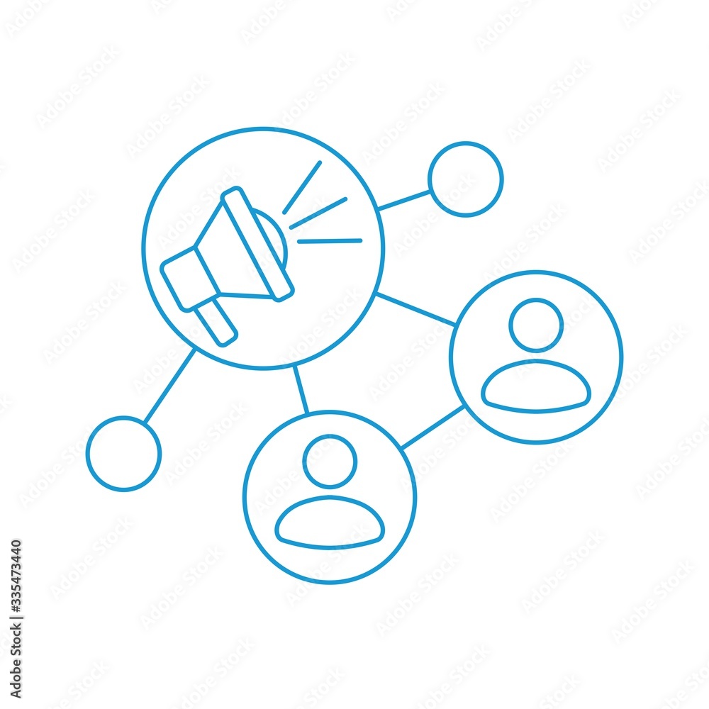Social network. Invitation, announcement. Vector linear icon isolated on white background. Social network. Invitation, announcement. Vector linear icon isolated on white background.