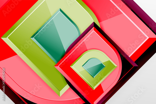 Glossy glass squares with round elements geometric composition. Abstract geometric background with 3d effect composition For Wallpaper, Banner, Background, Card, Book Illustration, landing page