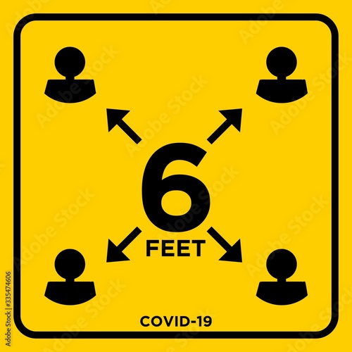 Stay 6 Feet Apart Keep Your Distance Warning Sign COVID 19