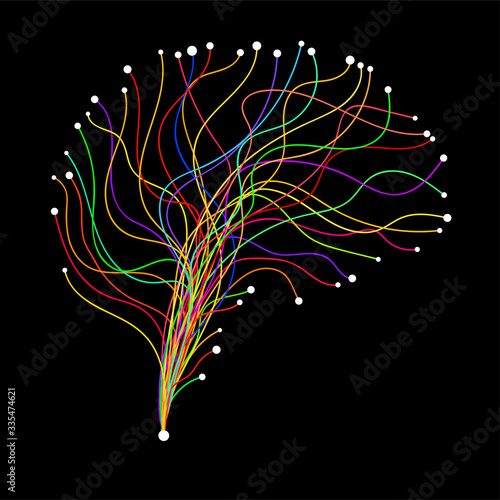 Abstract human brain of colorful lines. Vector illustration