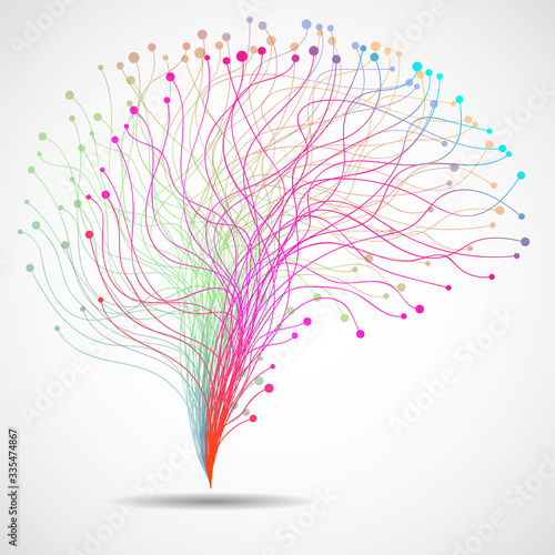 Abstract human brain of colorful lines. Vector illustration