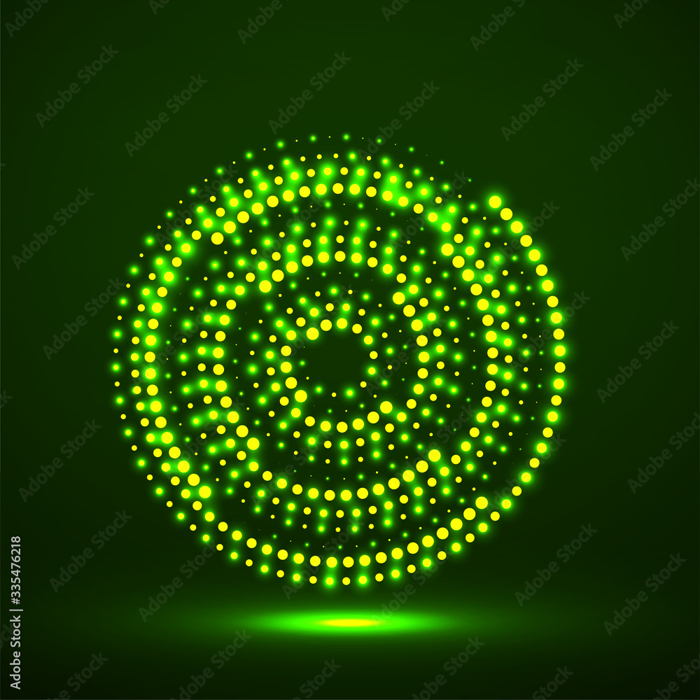 Abstract neon dotted circles. Glowing dots halftone circle. Vector logo Abstract neon dotted circles. Glowing dots halftone circle. Vector logo