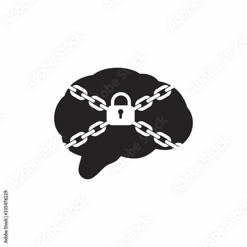 Brain Lock symbol. Creative brain logo concept. padlock, icon, chain, mind, mindset, protection, psychology, safe