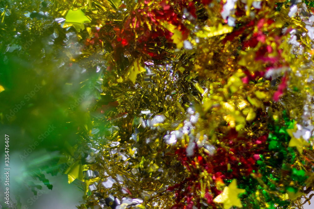 Tinsel Christmas decoration. concept party. Tinsel Christmas decoration. concept party.