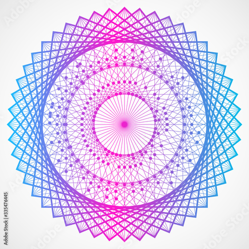 Vector wireframe polygonal element, geometric figure with connected lines