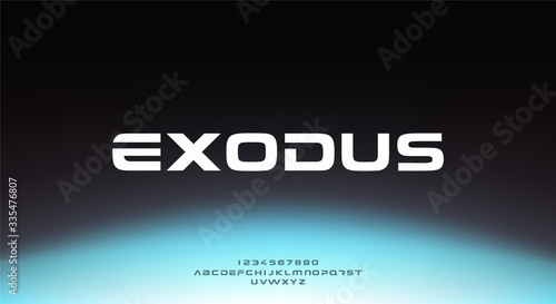 Exodus, an abstract sporty technology science alphabet font. digital space typography vector illustration design