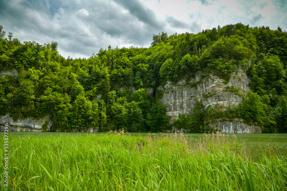 Steep cliffs above the Wichelsee lake close to Luzern