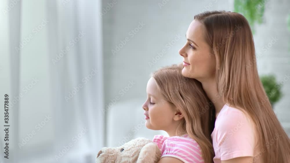Adorable female talk with baby girl embracing enjoying motherhood feeling love. 4k Dragon RED camera Adorable female talk with baby girl embracing enjoying motherhood feeling love. 4k Dragon RED camera