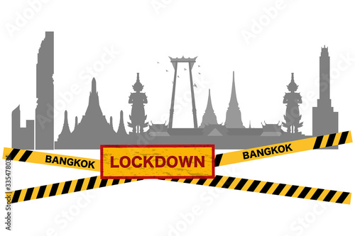 Lockdown Prevention Bangkok city from Covid-19 or Coronavirus disease pandemic vector