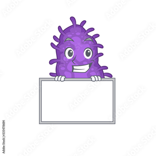 Smiling bacteria bacilli cartoon design style has a board