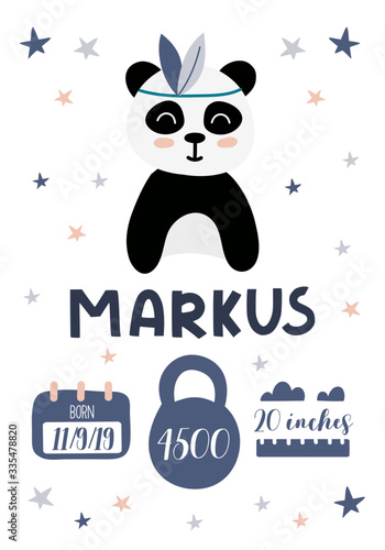 Baby metric A4 template page.Childish vector illustration.