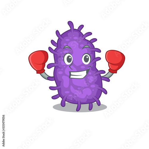 A sporty boxing athlete mascot design of bacteria bacilli with red boxing gloves