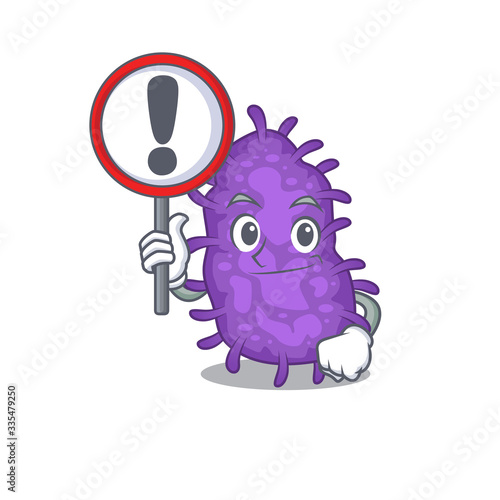An icon of bacteria bacilli cartoon design style with a sign board