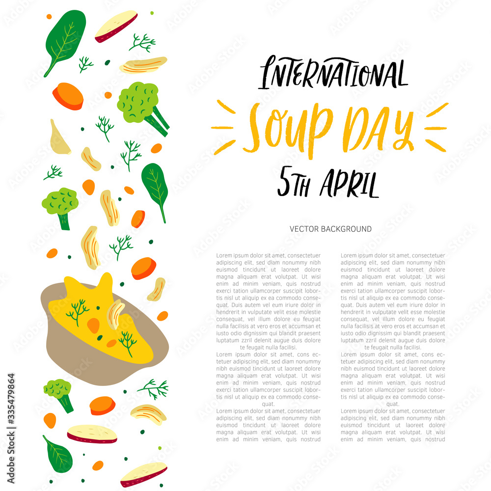 Fototapeta premium Hand drawn vector illustration of chicken soup
