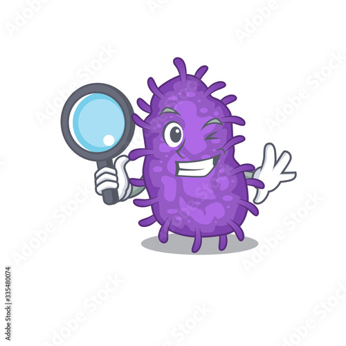 Smart Detective of bacteria bacilli mascot design style with tools