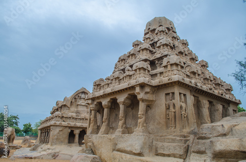 Canvas Print Five Rathas are UNESCO World Heritage Site located at Mamallapuram aka Mahabalip