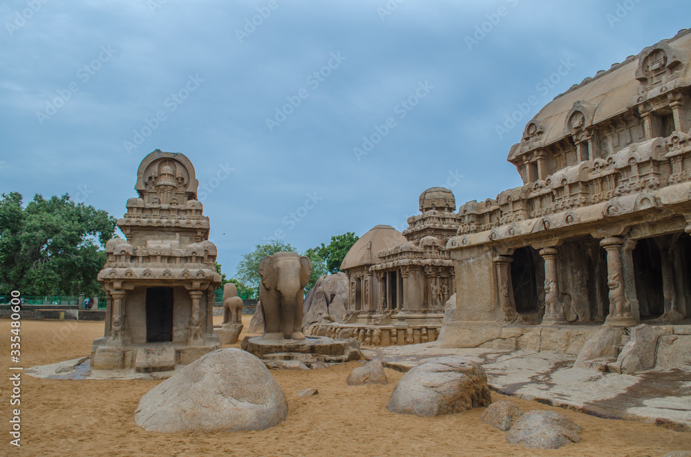 Five Rathas are UNESCO World Heritage Site located at Mamallapuram aka Mahabalipuram in Tamil Nadu, India