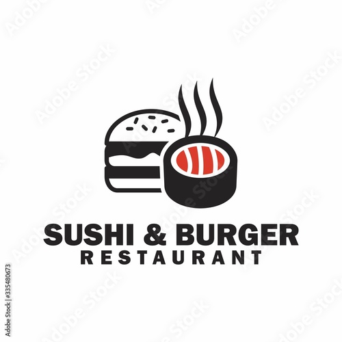 Sushi & Burger logo concept. Japanese food logo.